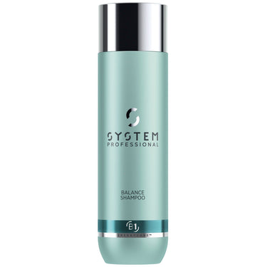 A bottle of System Professional Balance Shampoo designed for sensitive scalp care.